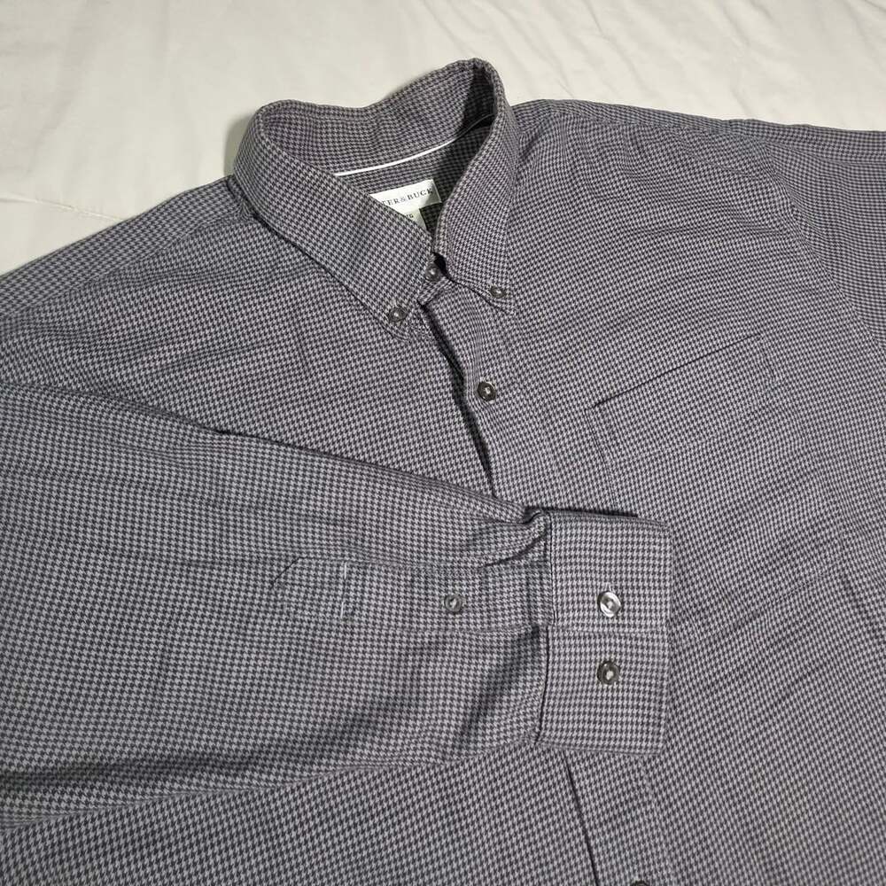 Cutter & Buck Gray Houndstooth Long Sleeve Button Down Shirt
